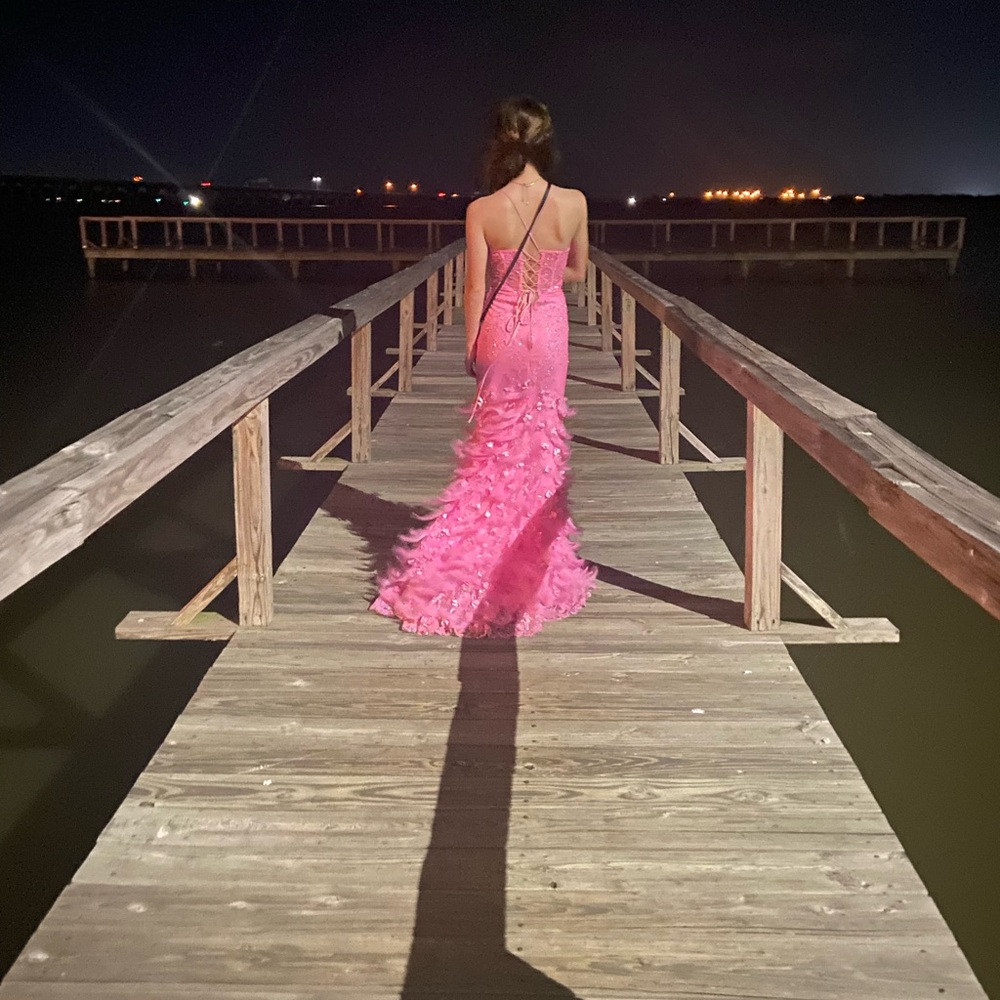 REGALITY FEATHER MERMAID GOWN prom dress